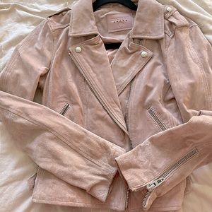 Blush pink Blank NYC Suede moto jacket